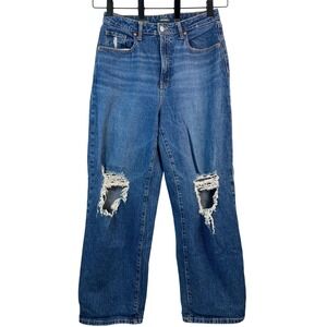 Wild Fable Jeans Womens 10/30R Super High Rise Distressed Ripped‎ Blue Denim